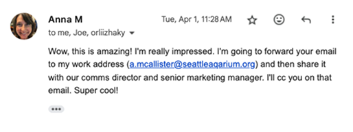Support email from Senior Copywriter